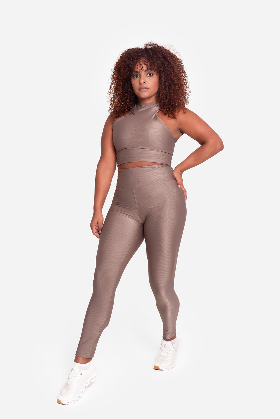 Power Sculpt Crop Top Set - Dune Beige