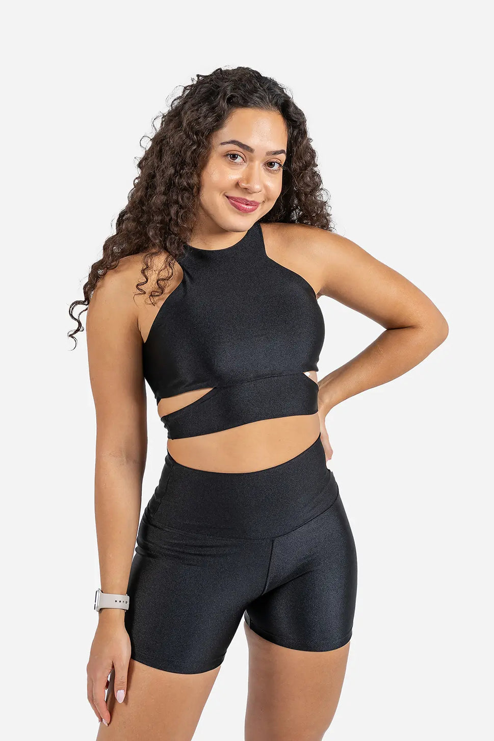 Luxe Flow Strap Crop TopS / Allure Black